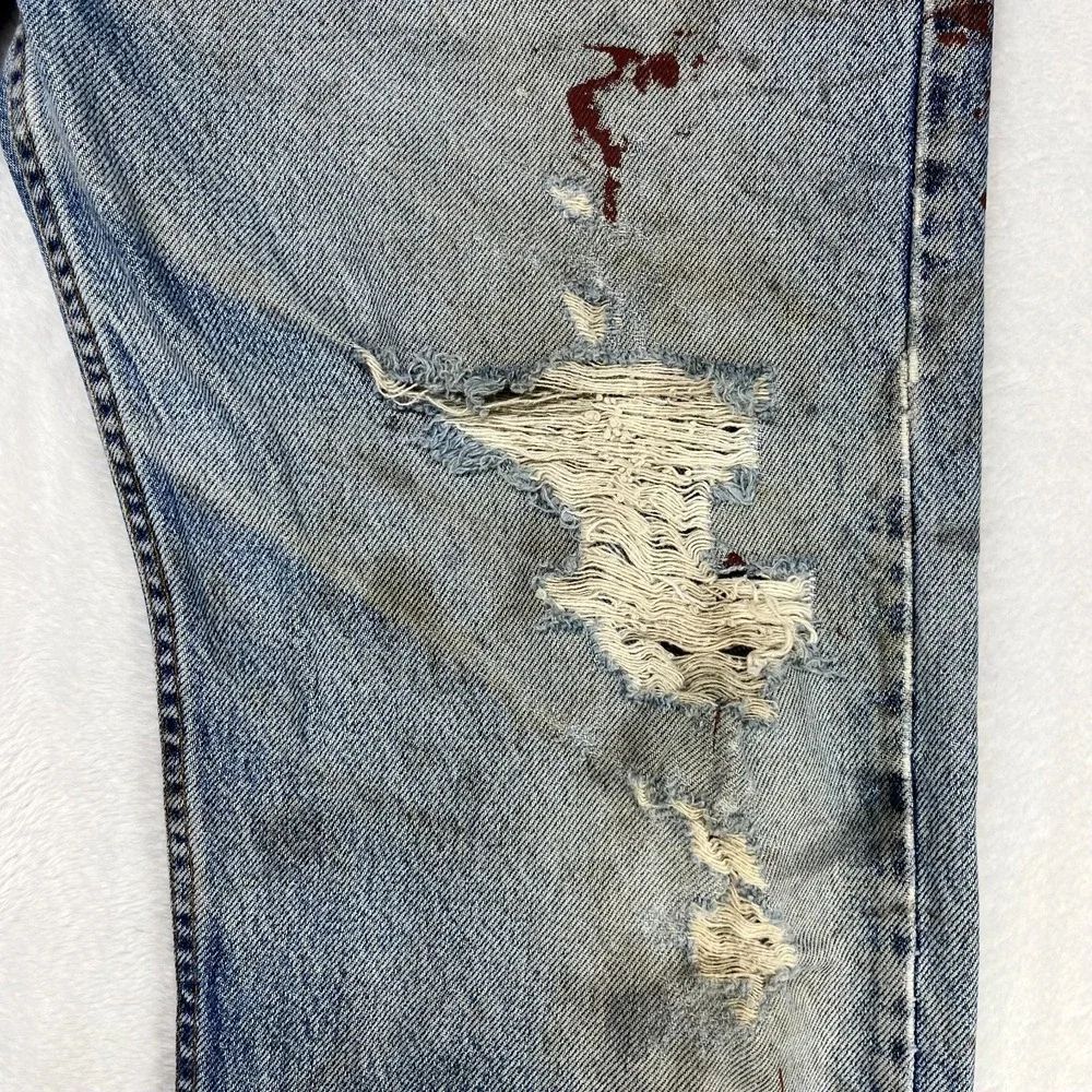 VTG Levi's 505 Regular Fit Straight Leg Jeans‎ Men's Denim Distressed - 34X30.5
